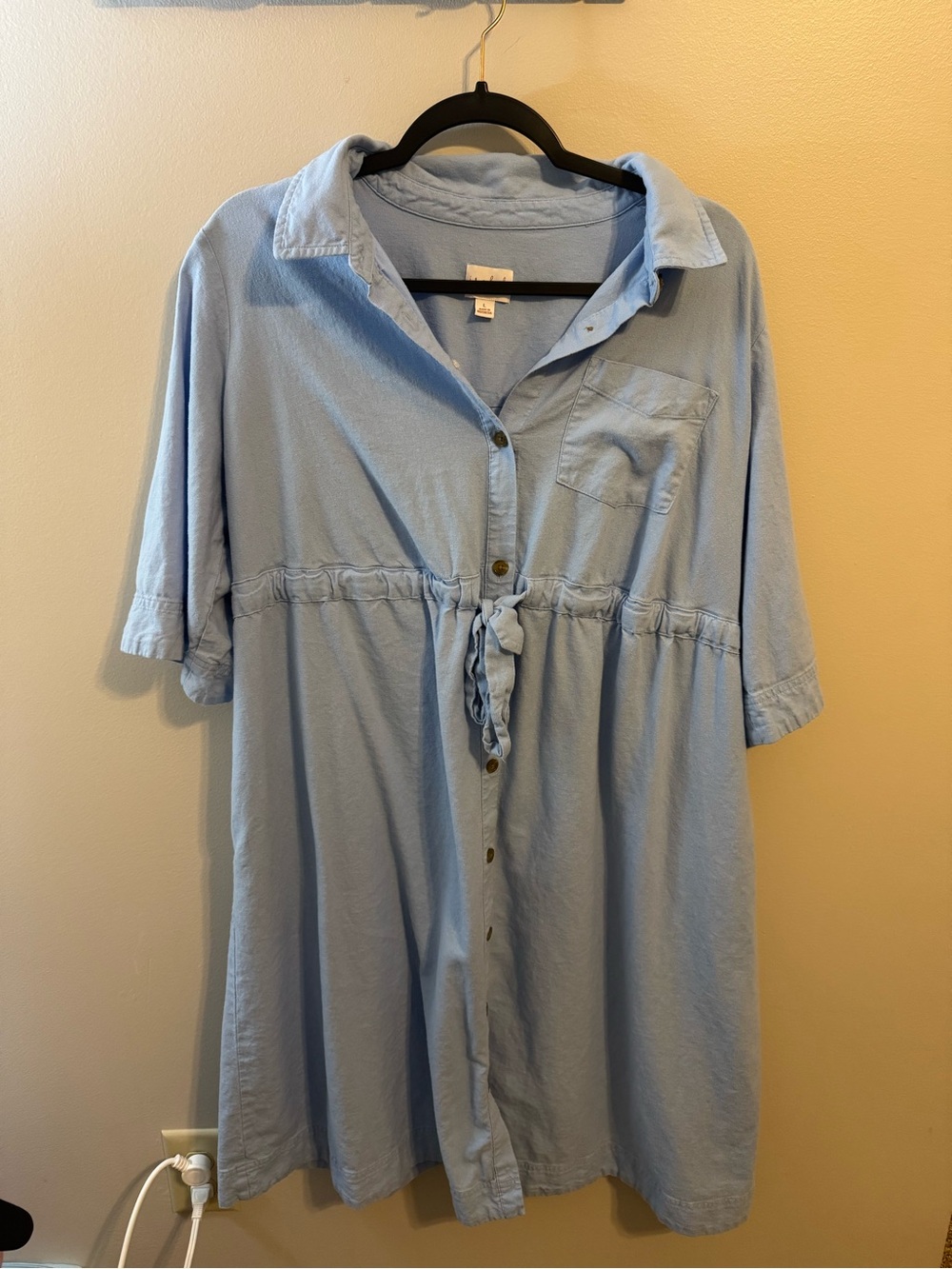 Isabel Maternity by Ingrid & Isabel Light Blue Tie-Front Midi Shirt Dress